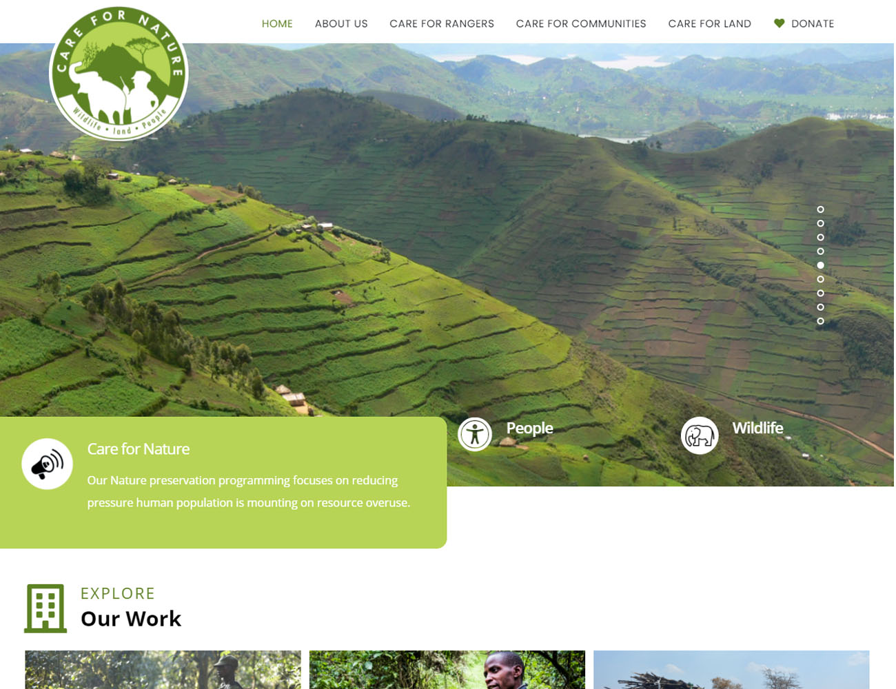 CARE FOR NATURE WEBSITE DESIGNED BY HOST GIANT UGANDA