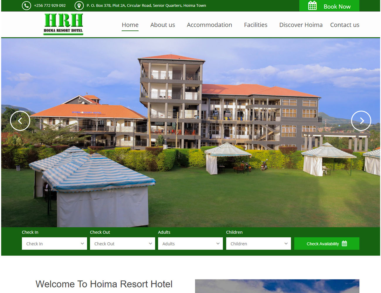 HOIMA RESORT HOTEL WEBSITE DESIGNED BY HOST GIANT UGANDA